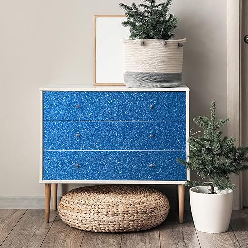 Miniatura 5 de CRE8TIVE Papel tapiz azul con purpurina para pegar y despegar, extraíble, autoadhesivo, borde azul, calcomanías decorativas de pared para
