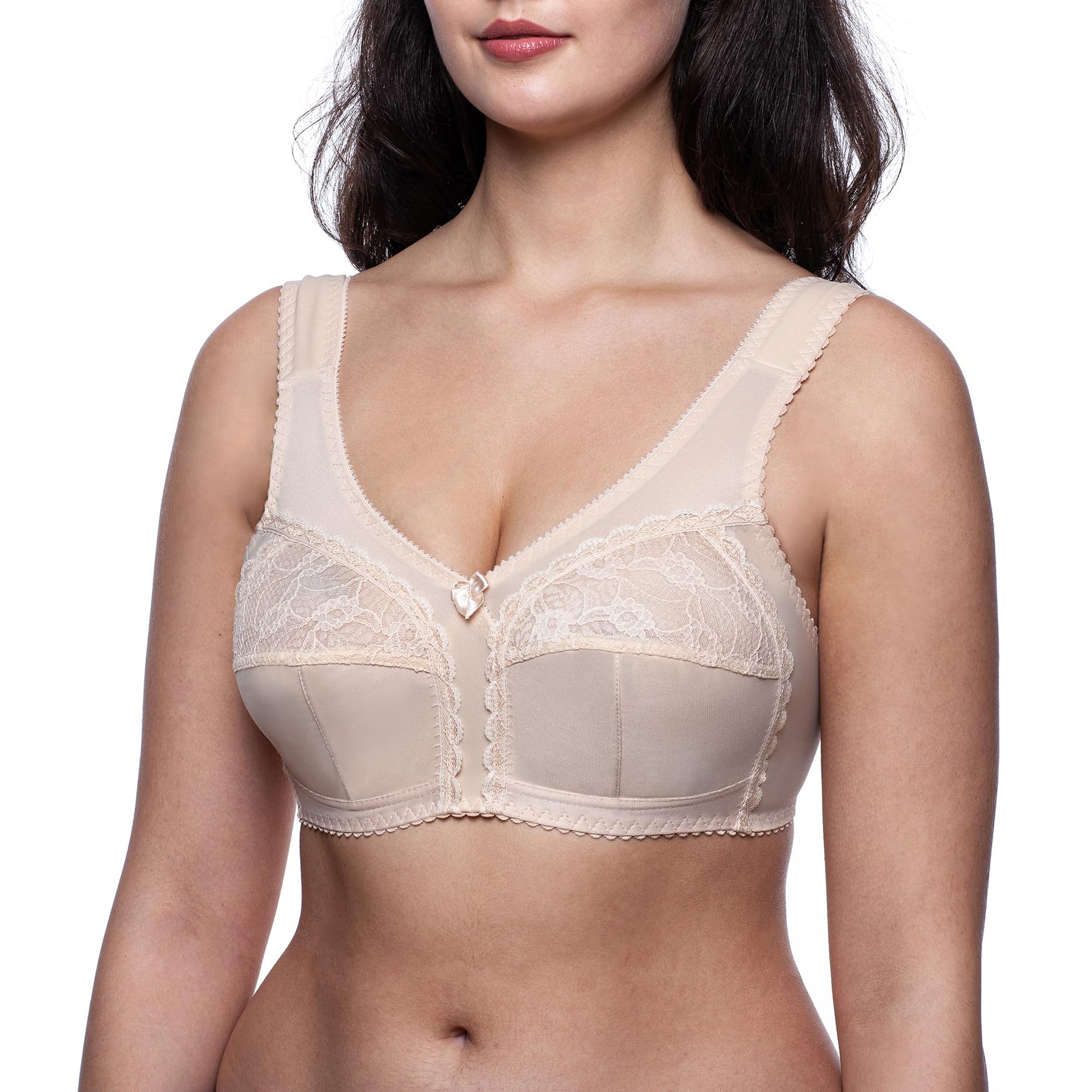 Frugue Women's Beige Non Wired Bra Wireless Minimizer Full Coverage Support 42 Dd