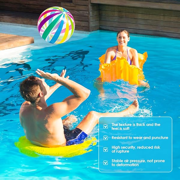 Lot de 2 ballons gonflables multicolores de 40 cm - Jouet aquatique gonflable pour enfants et bébés - Enfants amusants pour piscine, plage et extérieur - Doux - 5