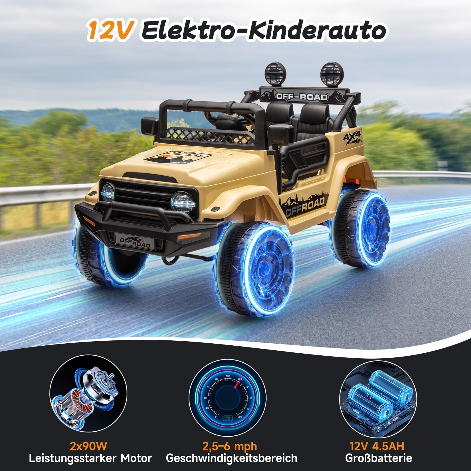 Garvee Auto Elettrica per Bambini 12V Fuoristrada