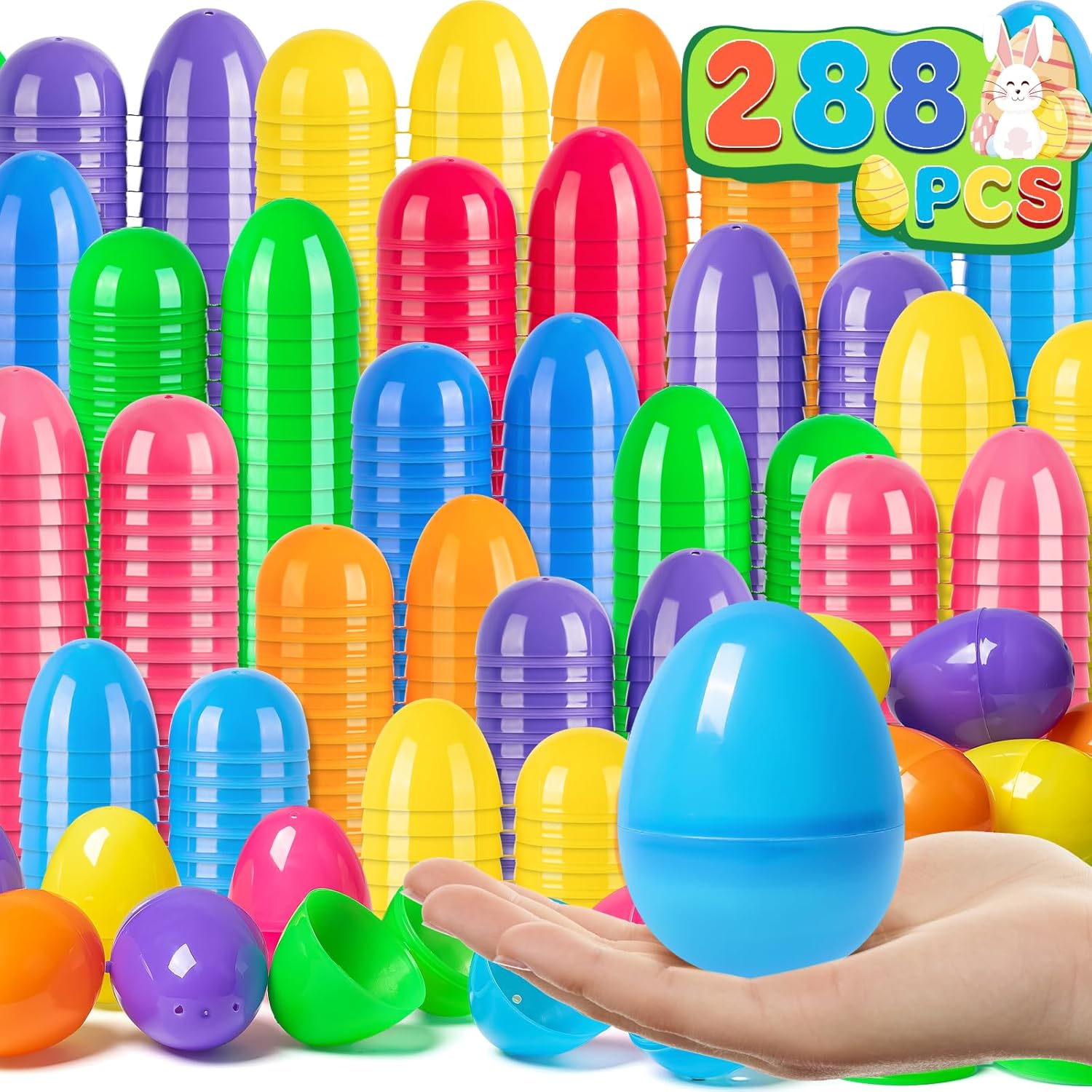 50 PCS Plastic Easter Eggs Bulk Empty Fillable, 2.4 Assorted Pastel Colorful Ea 7445056467460