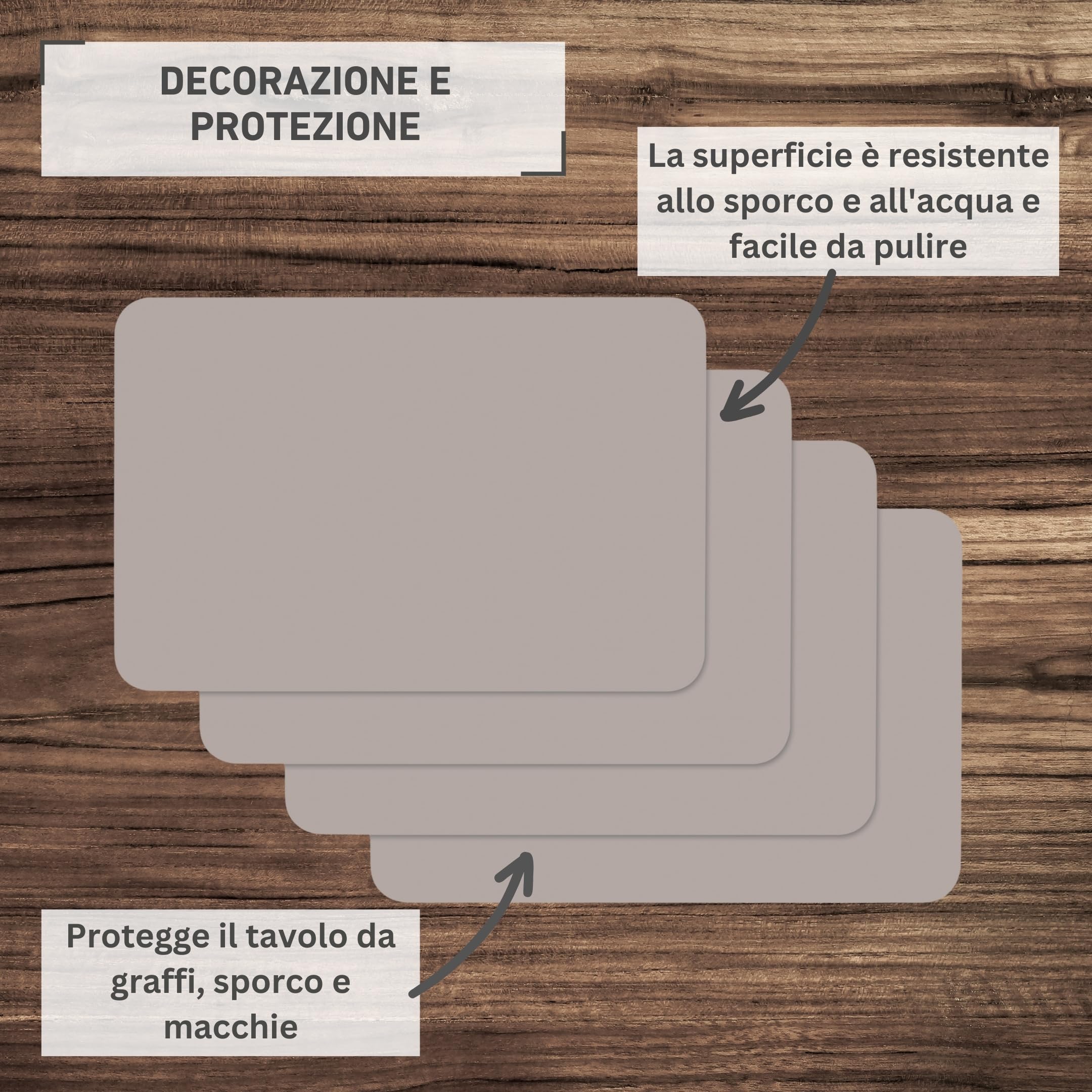 Set 4 Tovagliette In Plastica V&eacute;nilia 30x45 Cm - Stampate, AntiMacchia, Per Tavola Da Pranzo