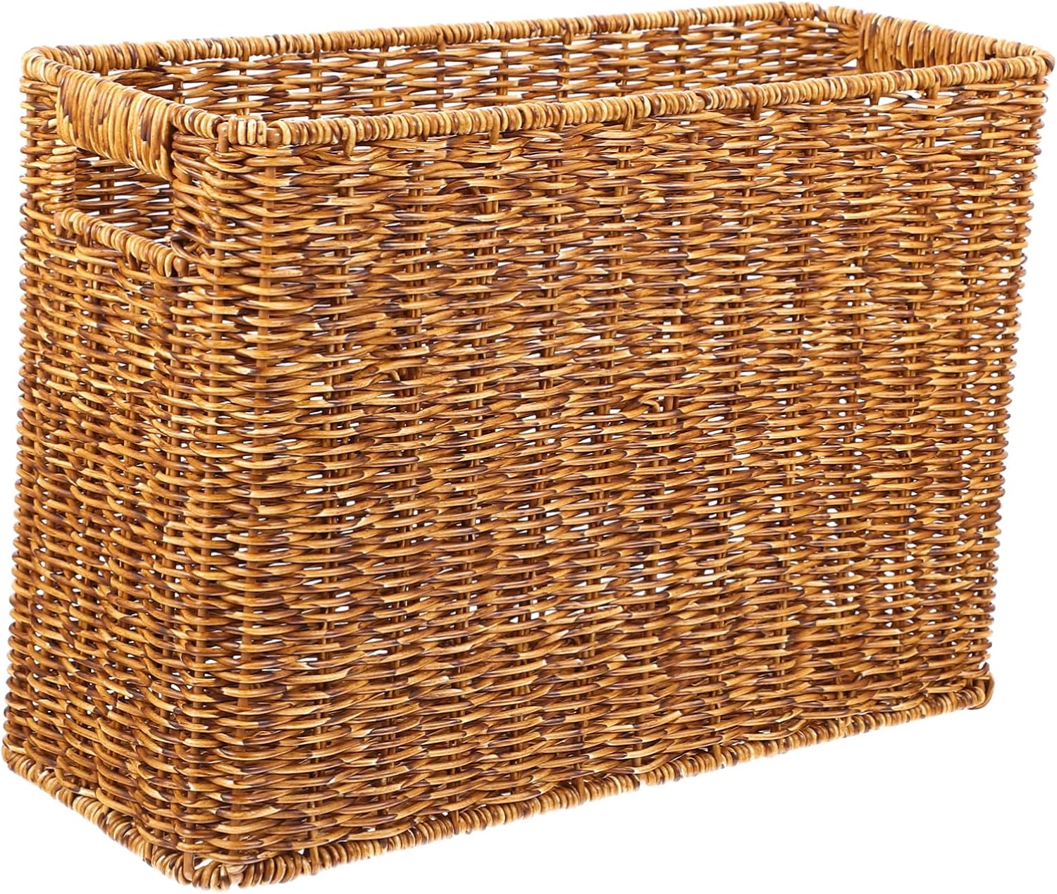 Mobestech Woven Storage Basket for Magazines and Sundries Rectangular Seagrass Organizer Lid Multi-Purpose Home Storage Solution for Living Room and Office