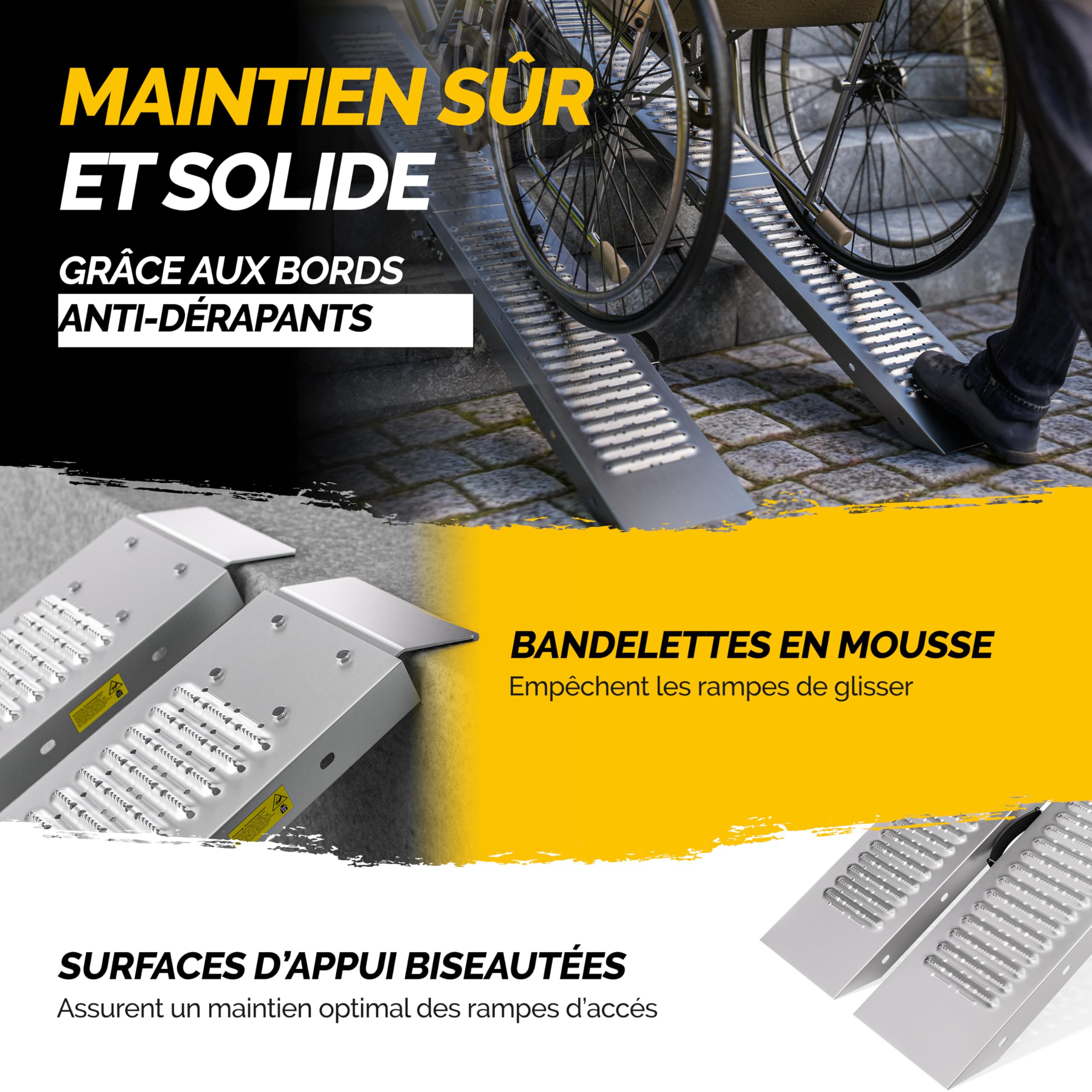 MONZANA® Lot de 2 rampes de Chargement Pliables en Acier galvanisé Charge Max. 200 kg par Rampe Surface antidérapante