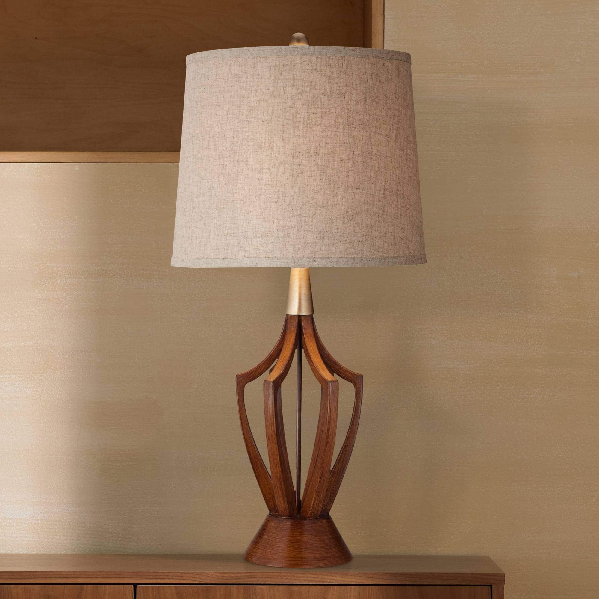 360 Lighting St. Claire Mid Century Modern Table Lamp 30 3/4" Tall Wood ...