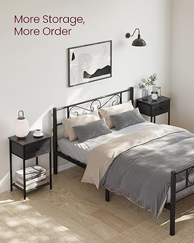 Miniatura 5 de VASAGLE Mesitas de noche, juego de 2, mesa auxiliar con cajón de tela, mesa auxiliar de 24 pulgadas de alto con estante de almacenamiento,