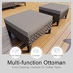 14 Ensemble de conversation patio, Canapé modulaire en rotin avec fauteuils et Ottomans, Meubles d'extérieur pour porche, Bord de piscine, Deck, Balcon, Cour arrière, Yard (Coussins gris)