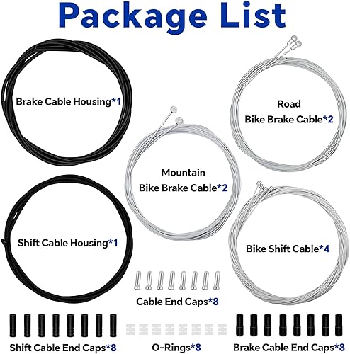 Miniatura 9 de 42 piezas de cable universal de freno de bicicleta y kit de carcasa con cable de cambio de cambio, línea de transmisión de bicicleta incluye tapas