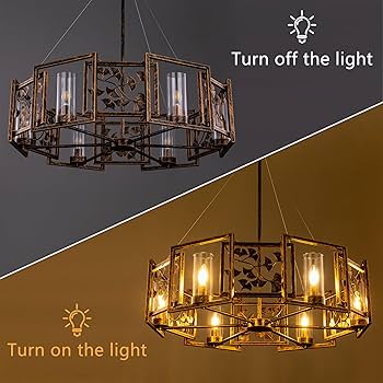 牧場主 ZXFDWB Farmhouse Rattan Chandelier Light Fixture, 6-Light