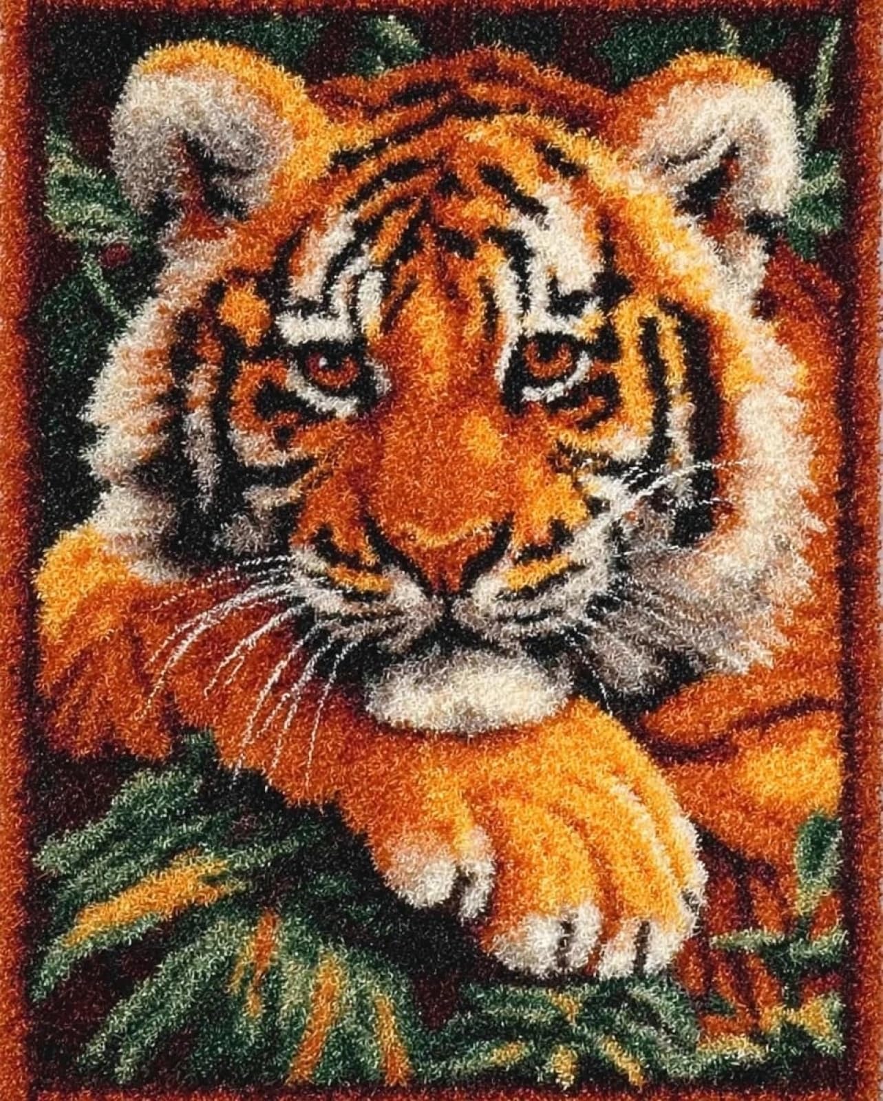 Wallphantom DIY Craft Latch Hook Rug Kits,Animal Tiger