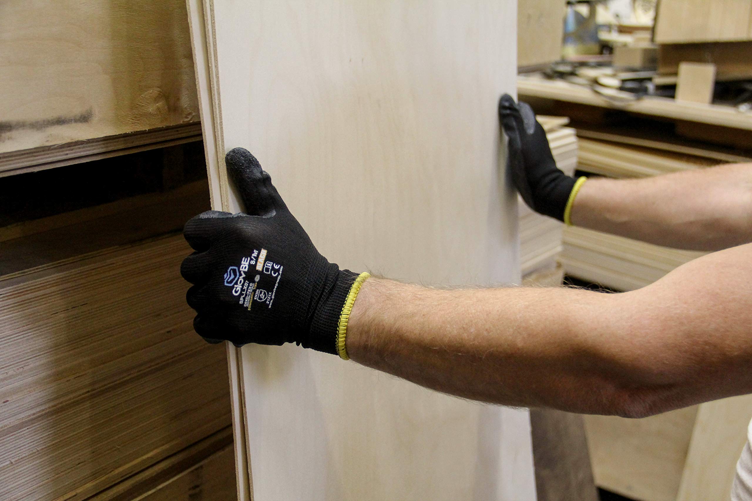 12 pares de guantes de trabajo multiusos con palma recubierta de látex para agarre, seguridad de trabajo guantes de confort para hombres y mujeres, negro (mediano)