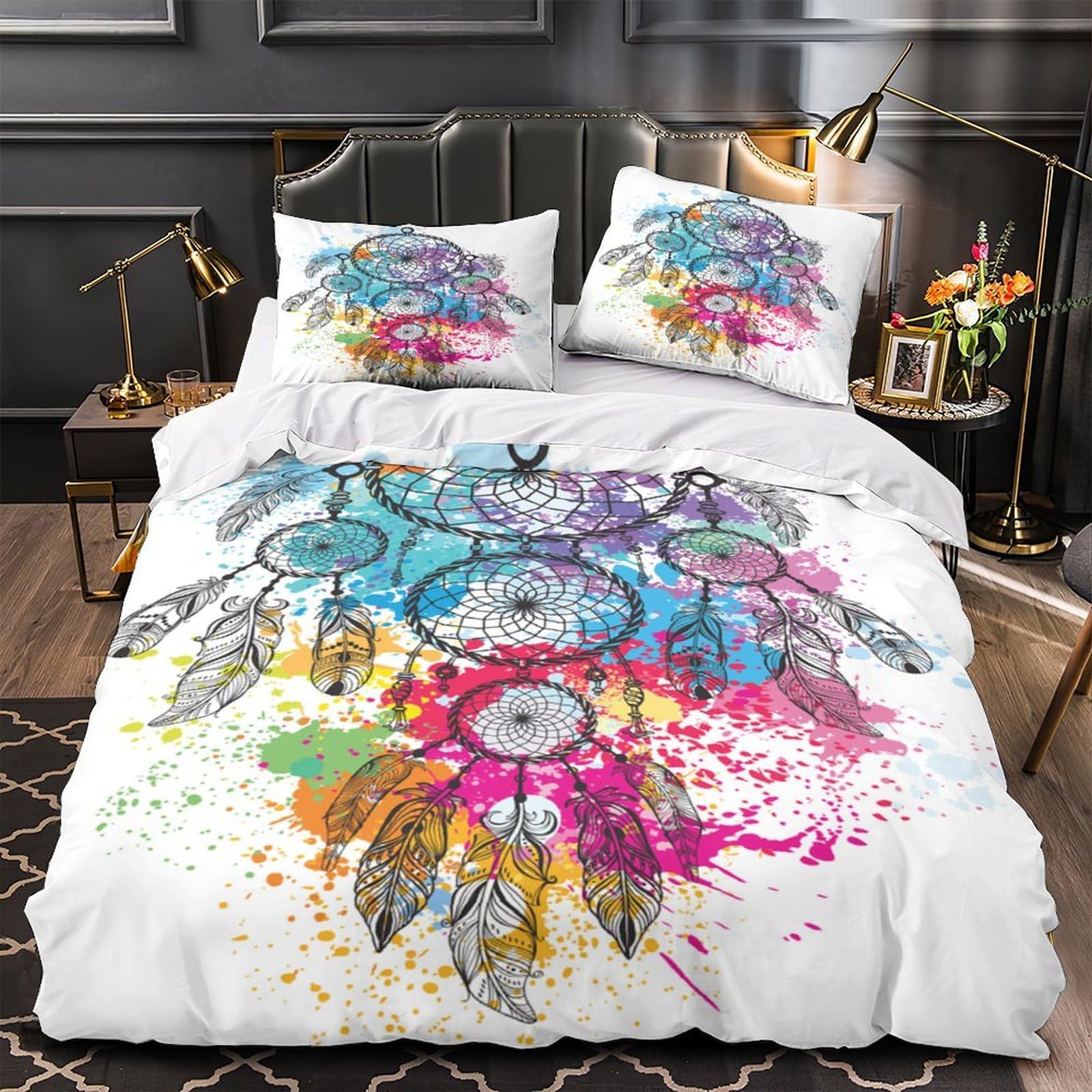 Parure de lit attrape-rêves 140x200cm avec housse de couette single en microfibre