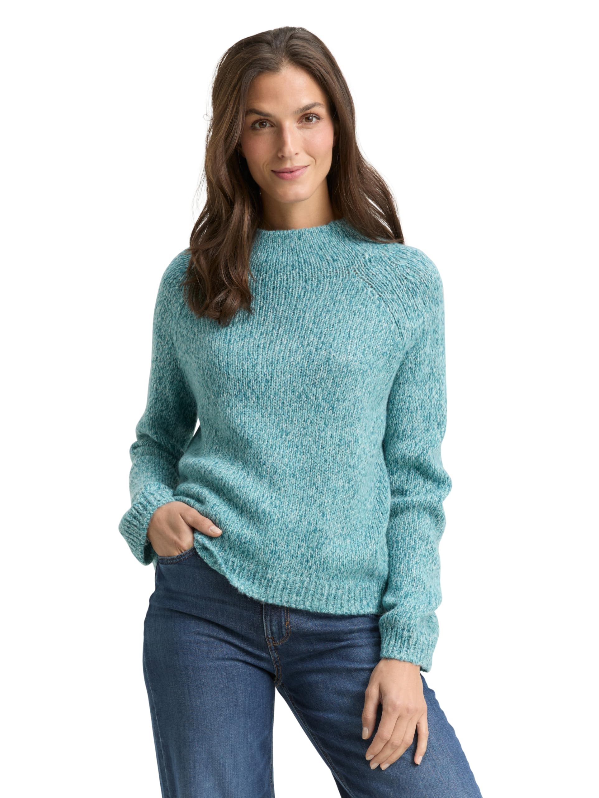 TOM TAILOR Damen 1049166 Loose Fit Strickpullover mit Wollanteil