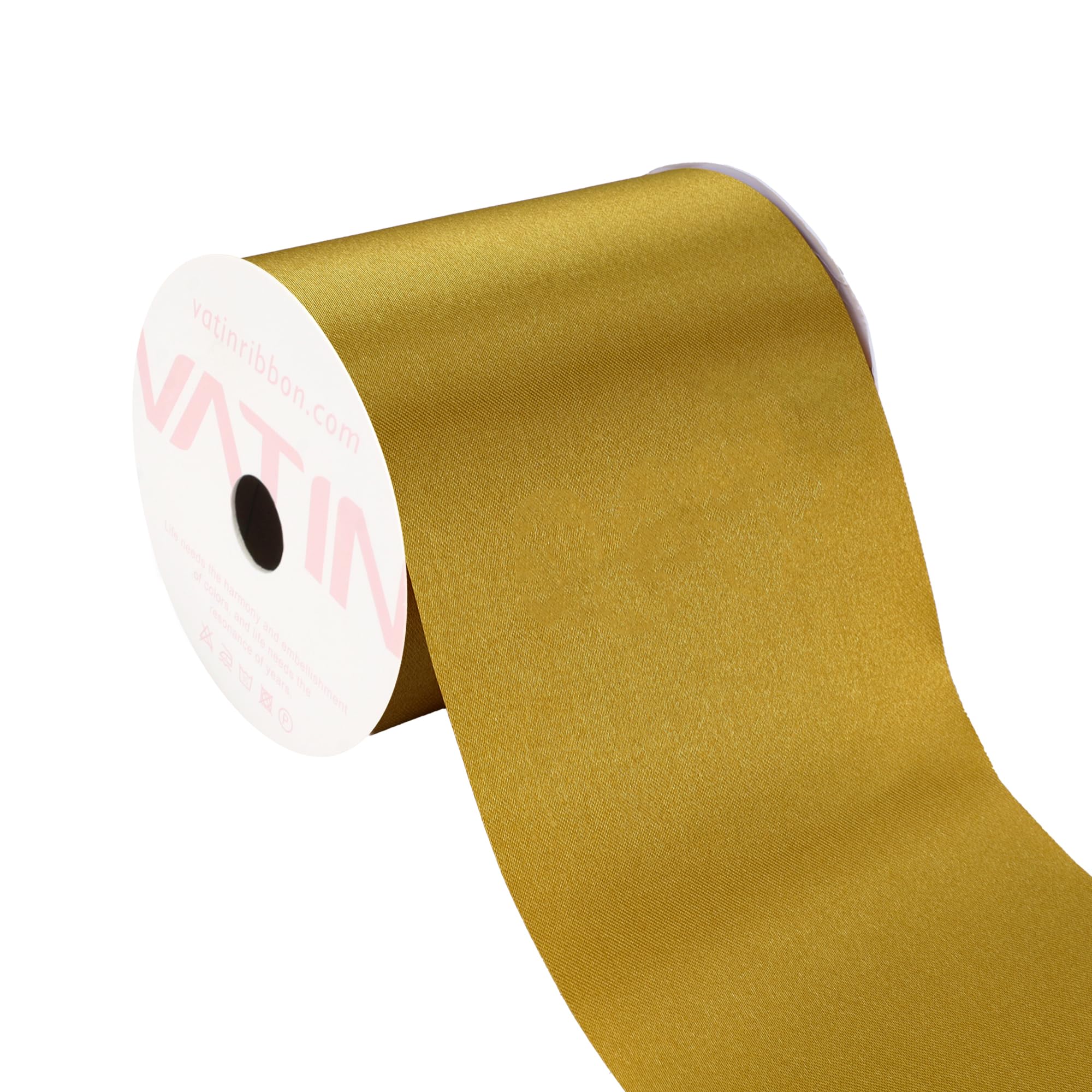 VATIN 4 Inch x 22 Yards Wide Gold Satin Solid Ribbon for Grand Opening Ceremony Kit, Chairs, Pageant Sashes, Table, Hair, Car Bows, Gift Wrapping, Wedding Party, Festival Decoration