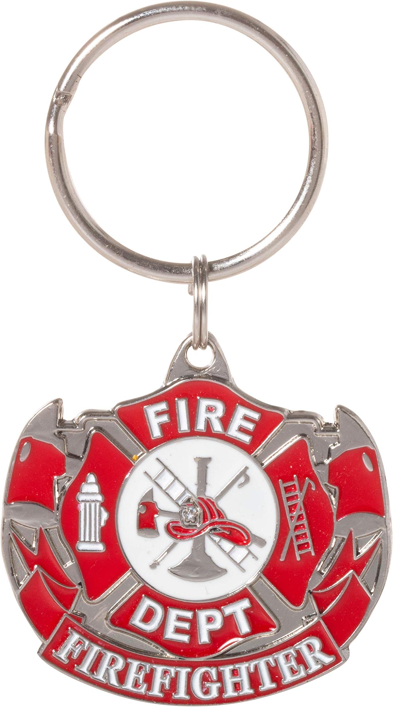 Artisan OwlFire Department Emblem Maltese Cross Firefighter Metal Key Chain