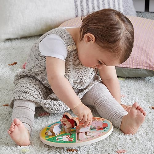 Miniatura 4 de Petit Collage: Laberinto deslizante de madera de animales de granja, rompecabezas de animales de madera para niños, mueve los animales a la casa,