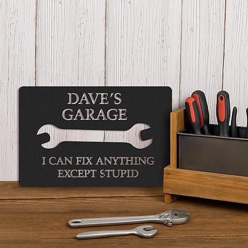Miniatura 2 de Letreros de garaje personalizados para hombres, letrero de taller de papás, letrero personalizado de metal para exteriores, decoración de cueva de