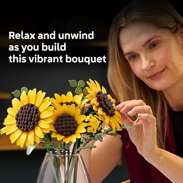 LEGO Botanicals Sunflower Bouquet Building Set for Adults, Ages 18+ - Gifts for Mothers Day - Artificial Flowers for Home Office, Bedroom or Desk Decor - 11502 - 3