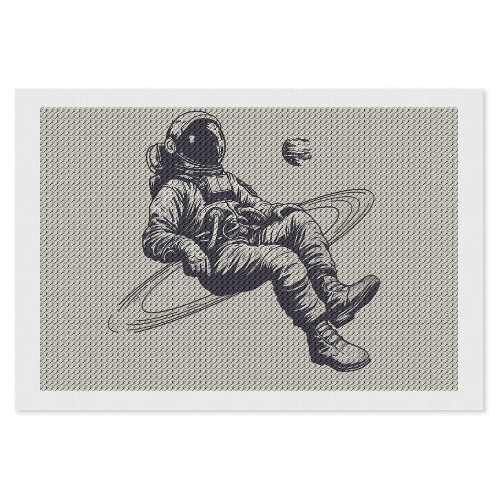 Astronauts and Saturn Diamond Art Kits for Adults, DIY 5D Diamonds Painting Kits for Beginner, Round Full Drill Diamond Dots Painting, 8"x12" Diamonds Pictures Gem Art and Crafts Wall Decor
