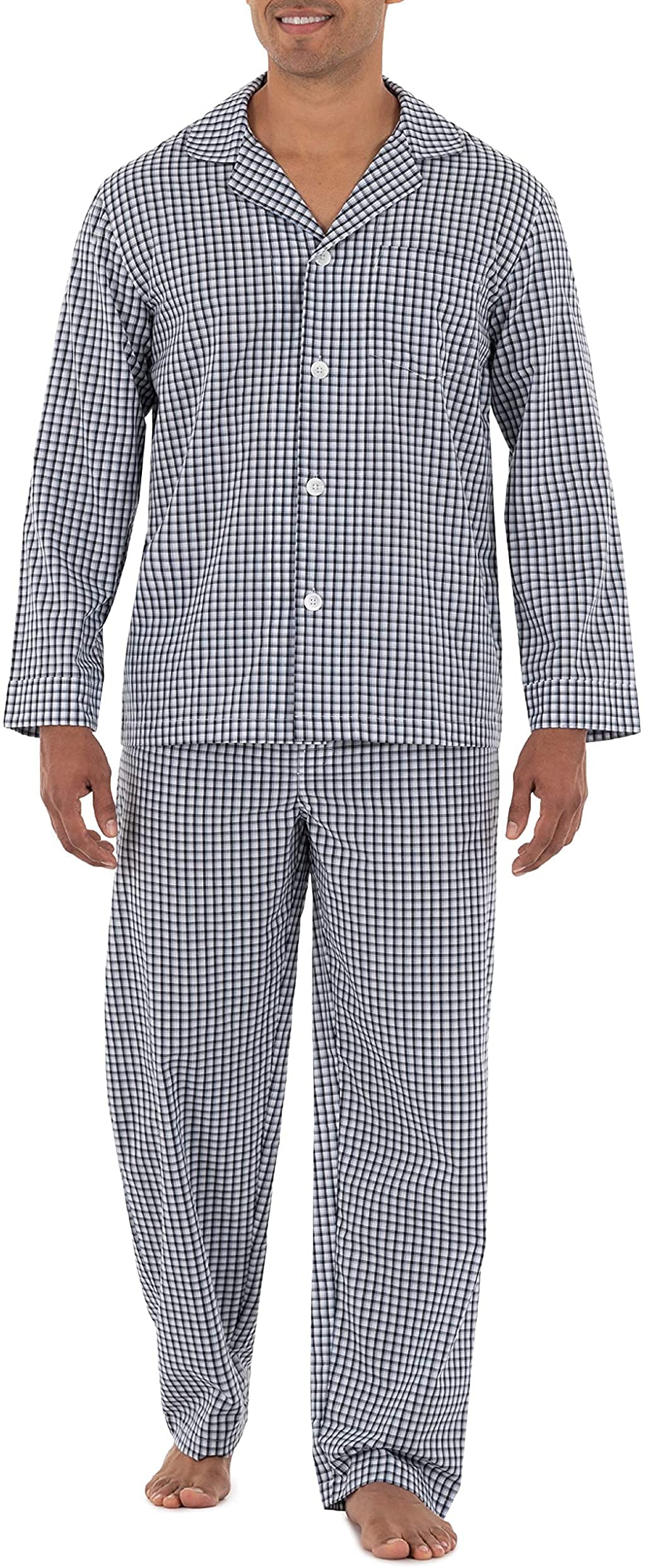 mens Long Sleeve Broadcloth Pajama Set