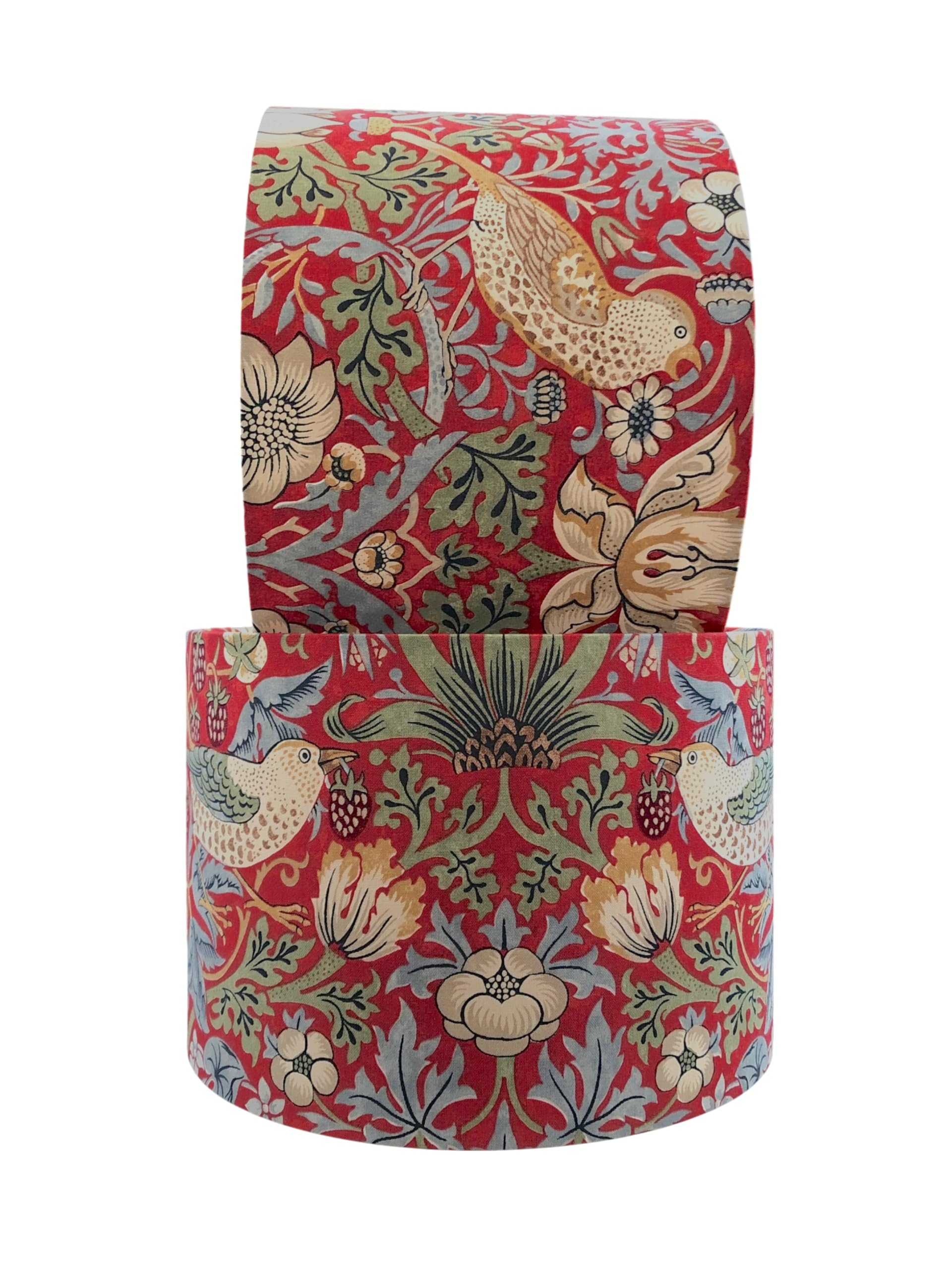 Handmade Lampshade William Morris Strawberry Thief Crimson Red (Large (40cm Diameter), Ceiling/Pendant)