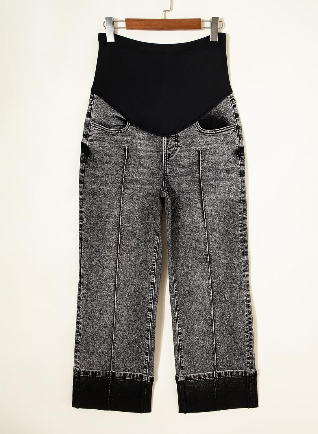 BLENCOT Maternity Jeans for Women Straight Leg Relaxed Fit Over Belly Pregnancy Denim Pants Maternity Clothes with Pockets - Image 4