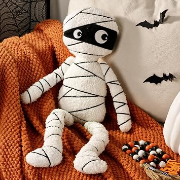 Bunny Chorus Halloween Decor Throw Pillows Cute White Teddy Fleece Mummy Throw Pillows, Fun Soft Sherpa Plush Cushion Halloween Decorations Indoor for Home Sofa Bed Office Couch Living Room
