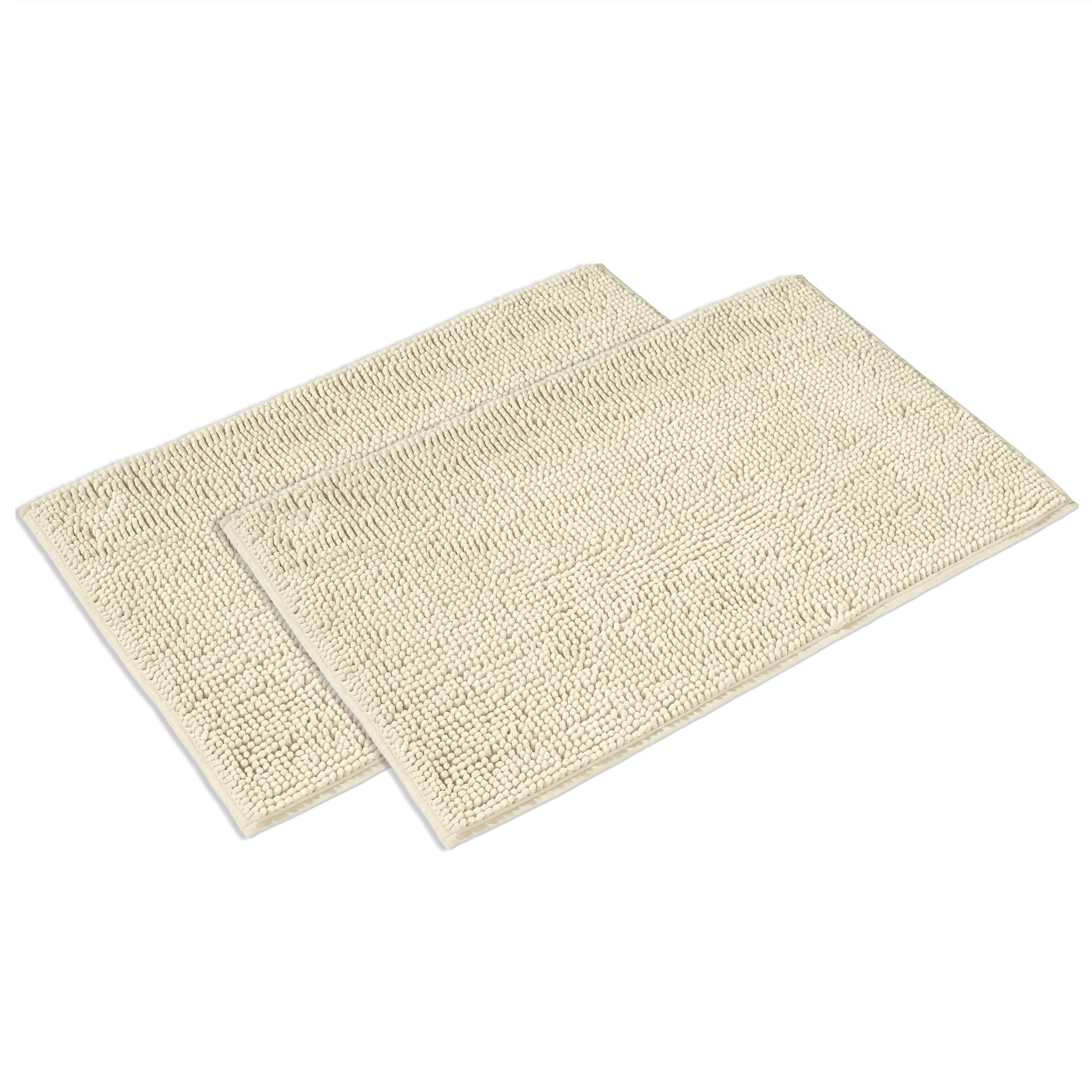 WohnDirect Juego de 2 alfombrillas de baño, color crema, 70 x 120 cm, antideslizantes y lavables, alfombrillas de baño, alfombrilla de baño