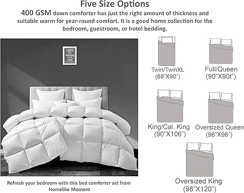 Miniatura 4 de Edredón de plumón de 1 pieza tamaño King  Súper suave para todas las estaciones, 400 GSM, ligero, 4 bucles en las esquinas, edredón de plumón de