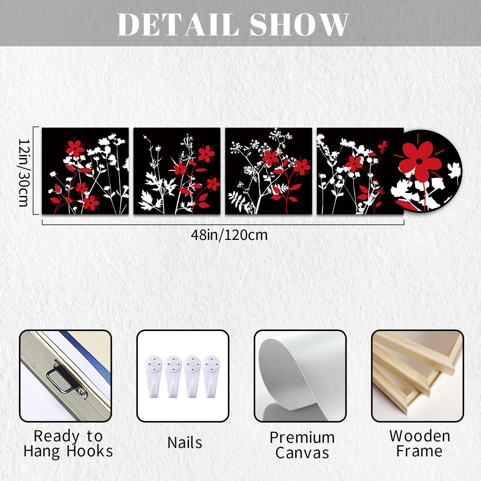 LevvArts 3er Set Wandbilder – Abstrakte Blumen, Gerahmt, 30,5x40,6 Cm, Für Badezimmer & Schlafzimmer