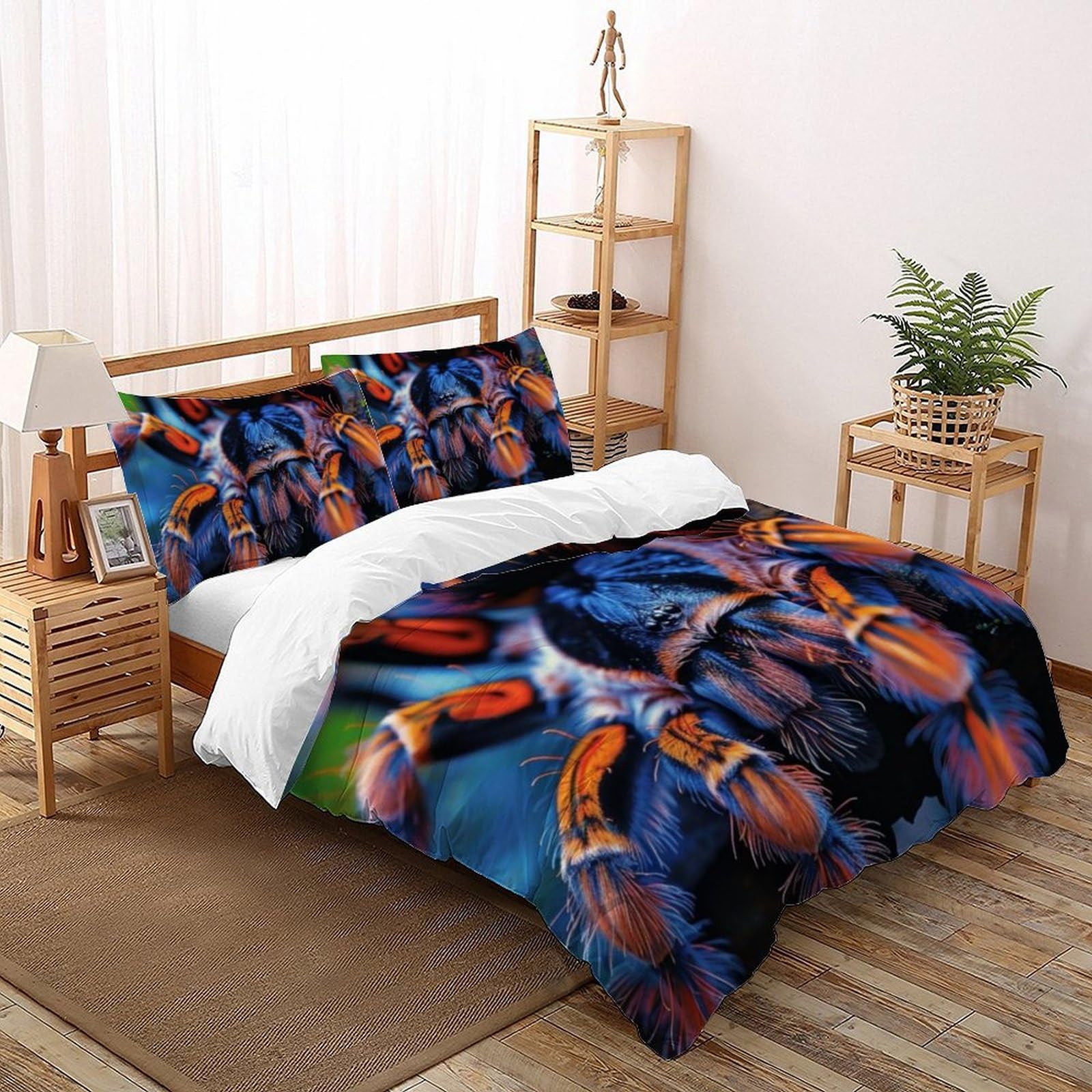 Housse de couette super king araignée en peluche 260x220 imprimé 3D avec 2 taies d'oreiller microfibre
