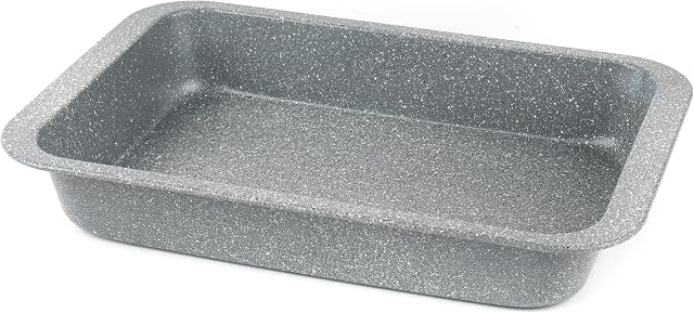Salter BW02774G Roasting Tin, Non-Stick Roaster, Carbon Steel Roast Oven Pan, Deep Baking Pan For Chicken, Traybakes, Cooking Tray, Vegetables, Marblestone Collection, Grey, 36 cm