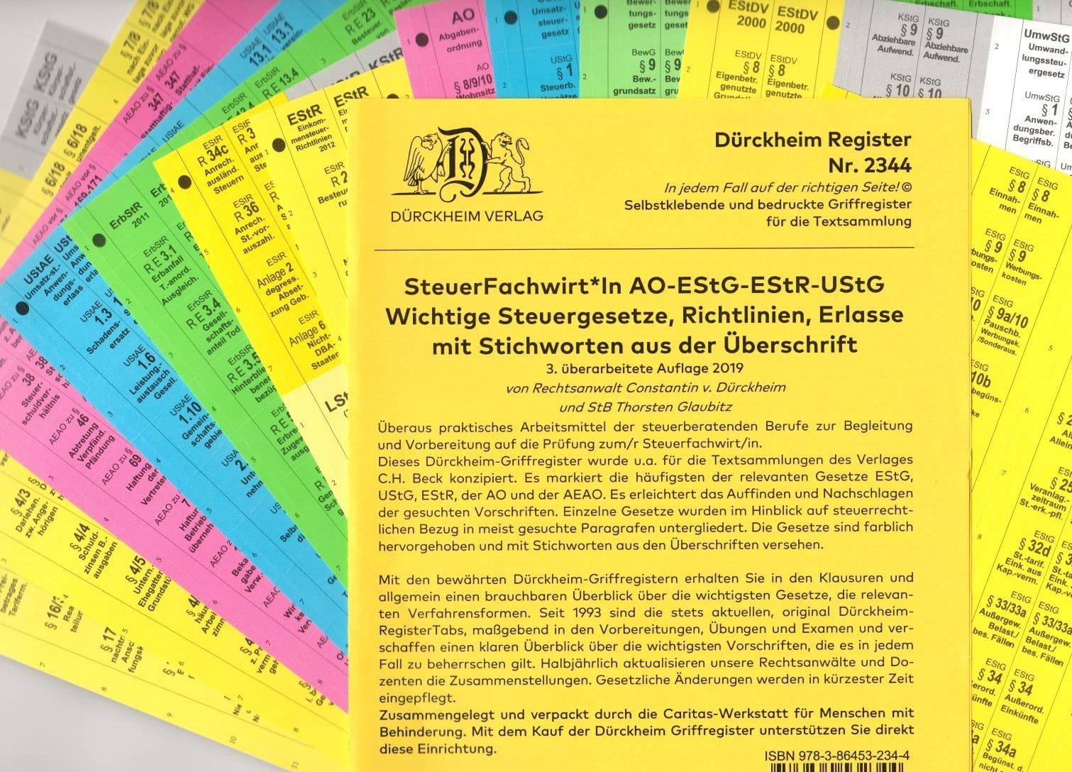 DürckheimRegister STEUERFACHWIRT/IN Steuergesetze- Richtlinien + Erlasse mit Stichworten: 520 Registeretiketten (sog. Griffregister) für die ... • In jedem Fall auf der richtigen Seite
