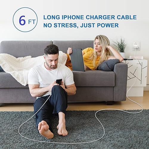 Miniatura 7 de Cargador de iPhone de carga rápida, paquete de 4 unidades PD 20 W USB C bloque de cargador de pared con 6 pies tipo C a Lightning de carga rápida