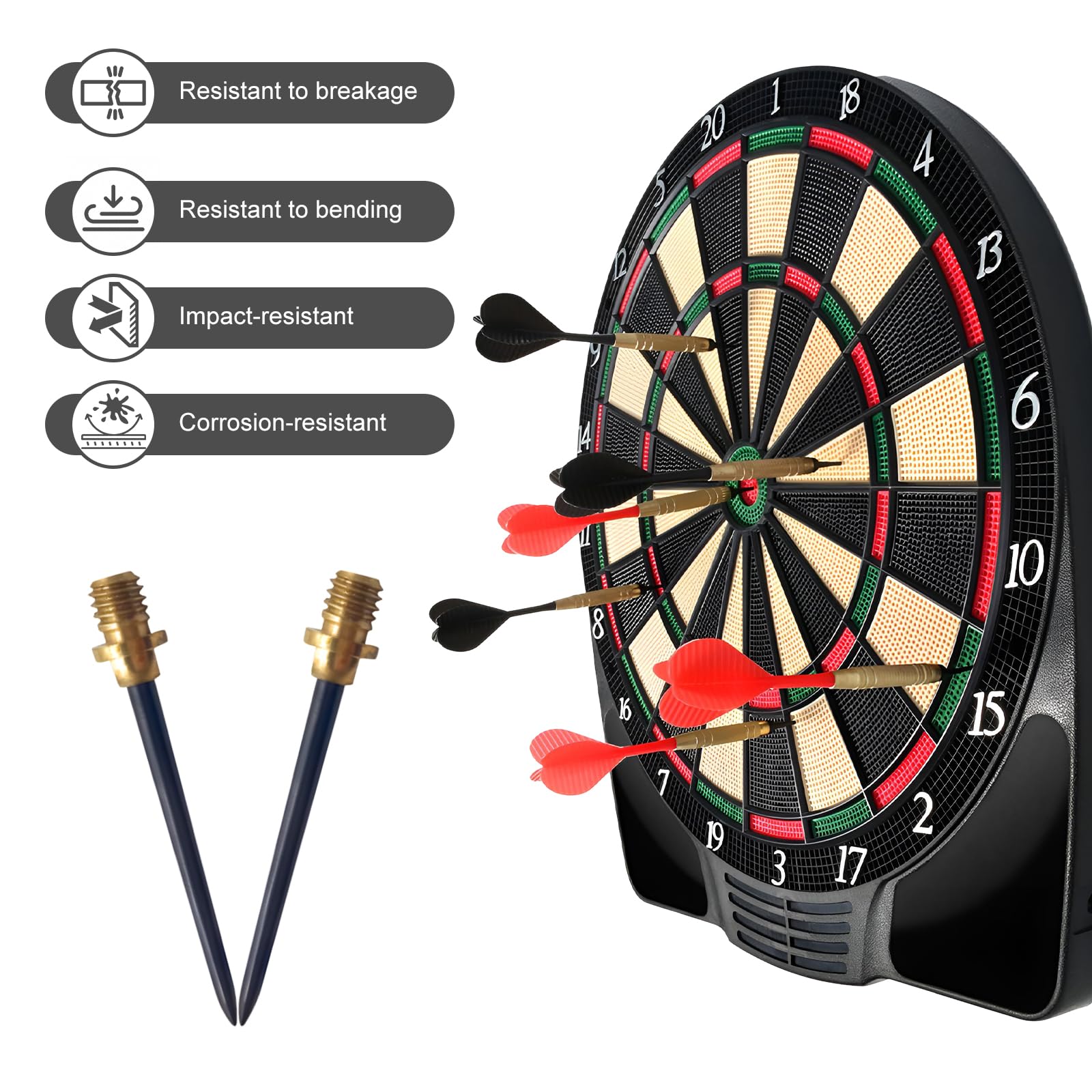 Punte per Freccette Acciaio 20 Pezzi con 50 Anelli di Gomma, Filo Darts Strumento di Conversione