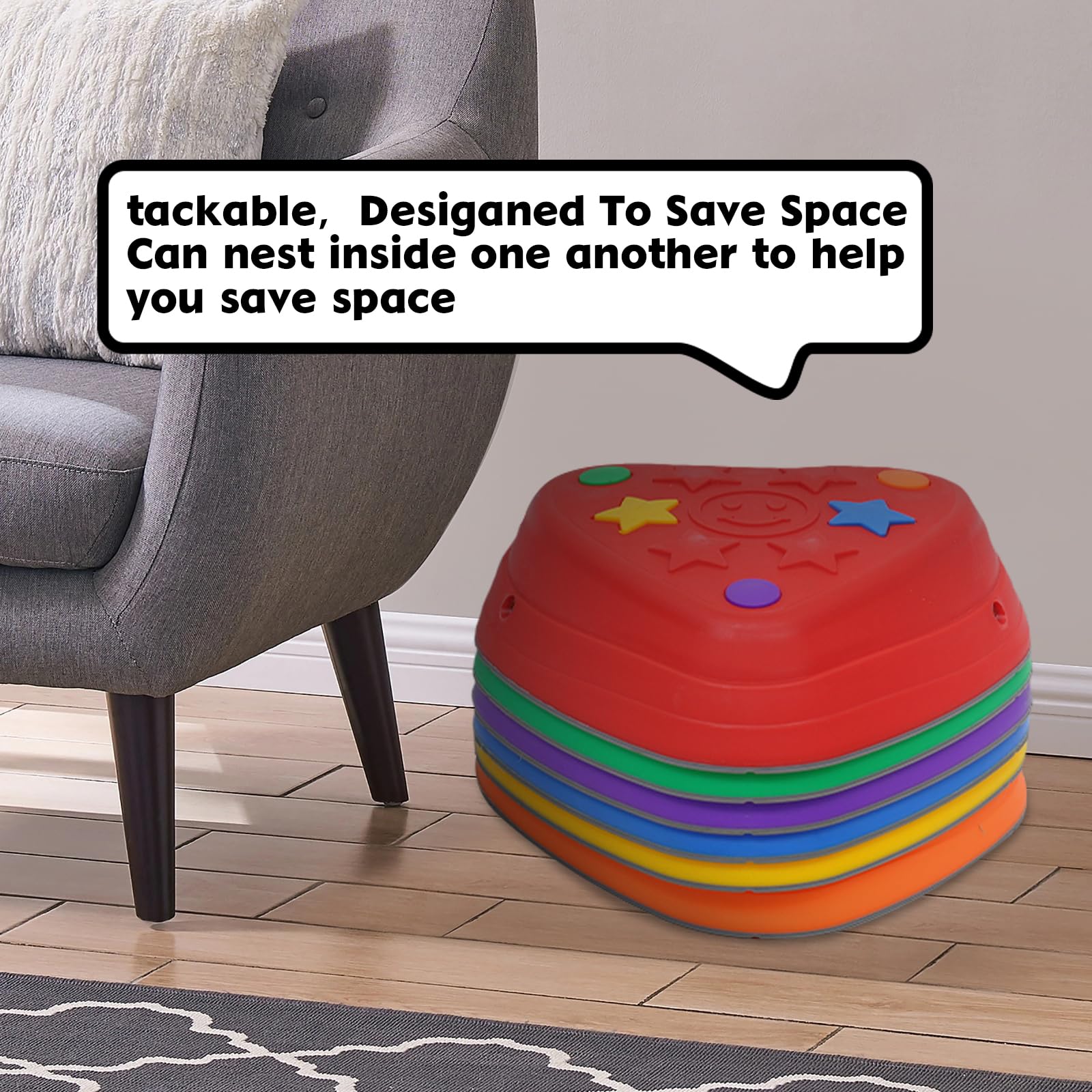 Piedras de Equilibrio para Niños,6 Piezas de Piedras Apilables con Superficie Antideslizante Juguete Sensorial para Interior y Exterior,Juego de Jardín para Desarrollar la Motricidad Fina