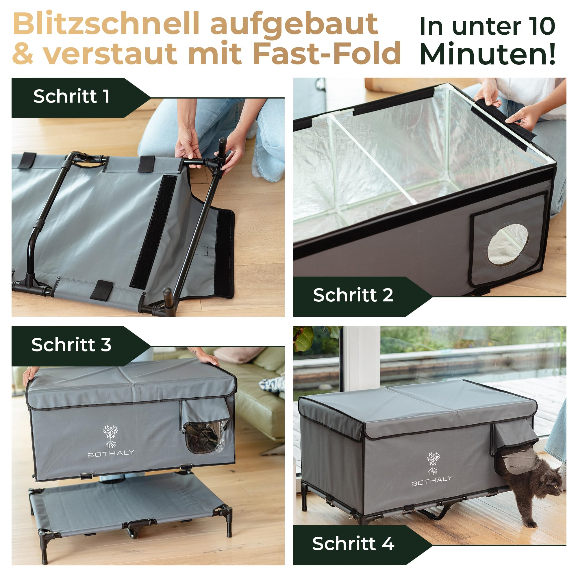 Katzenhaus Outdoor Winterfest [XXL] 2in1 Faltbar Katzenhöhle für Garten, Reisen, als Hundehütte Outdoor, Hundehöhle, Indoor, Isoliert, Wetterfest