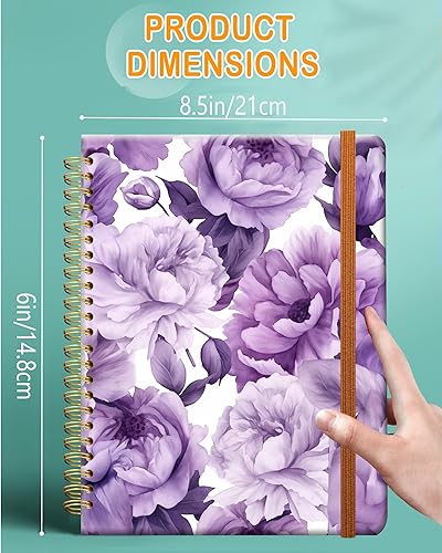 Miniatura 4 de Cuaderno de escritura en espiral a rayas, diario universitario forrado de tapa dura A5 para mujeres y niñas, encuadernación fuerte de doble alambre