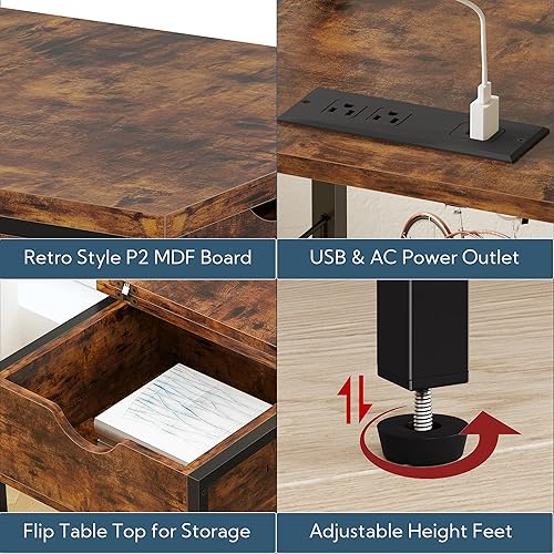 Miniatura 5 de Yusong Mesa auxiliar pequeña con estación de carga, mesa auxiliar delgada para espacios estrechos en la sala de estar, mesita de noche delgada de 3