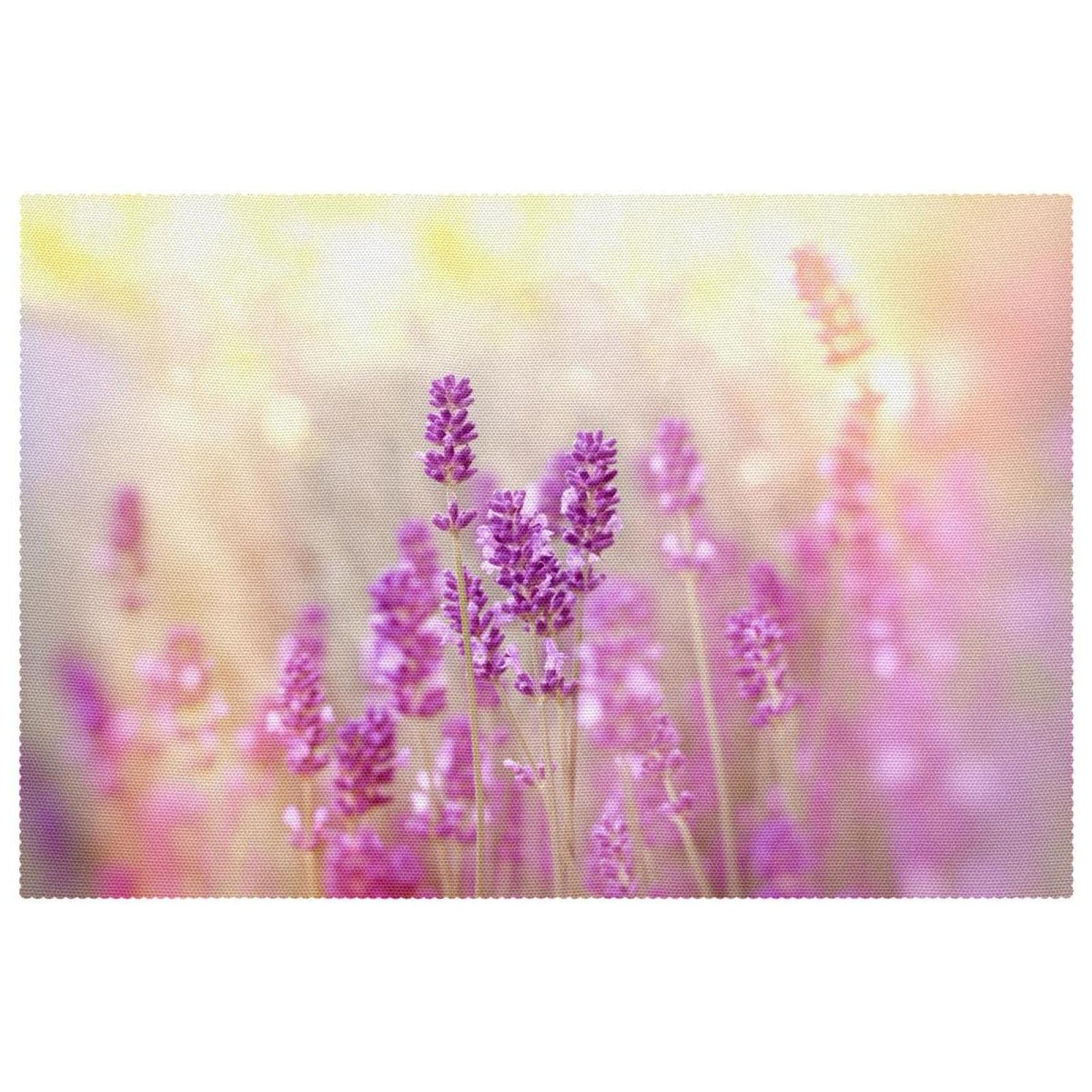Sets de table fleur de lavande x6 | Napperons rectangulaires 30x45 cm antidérapants