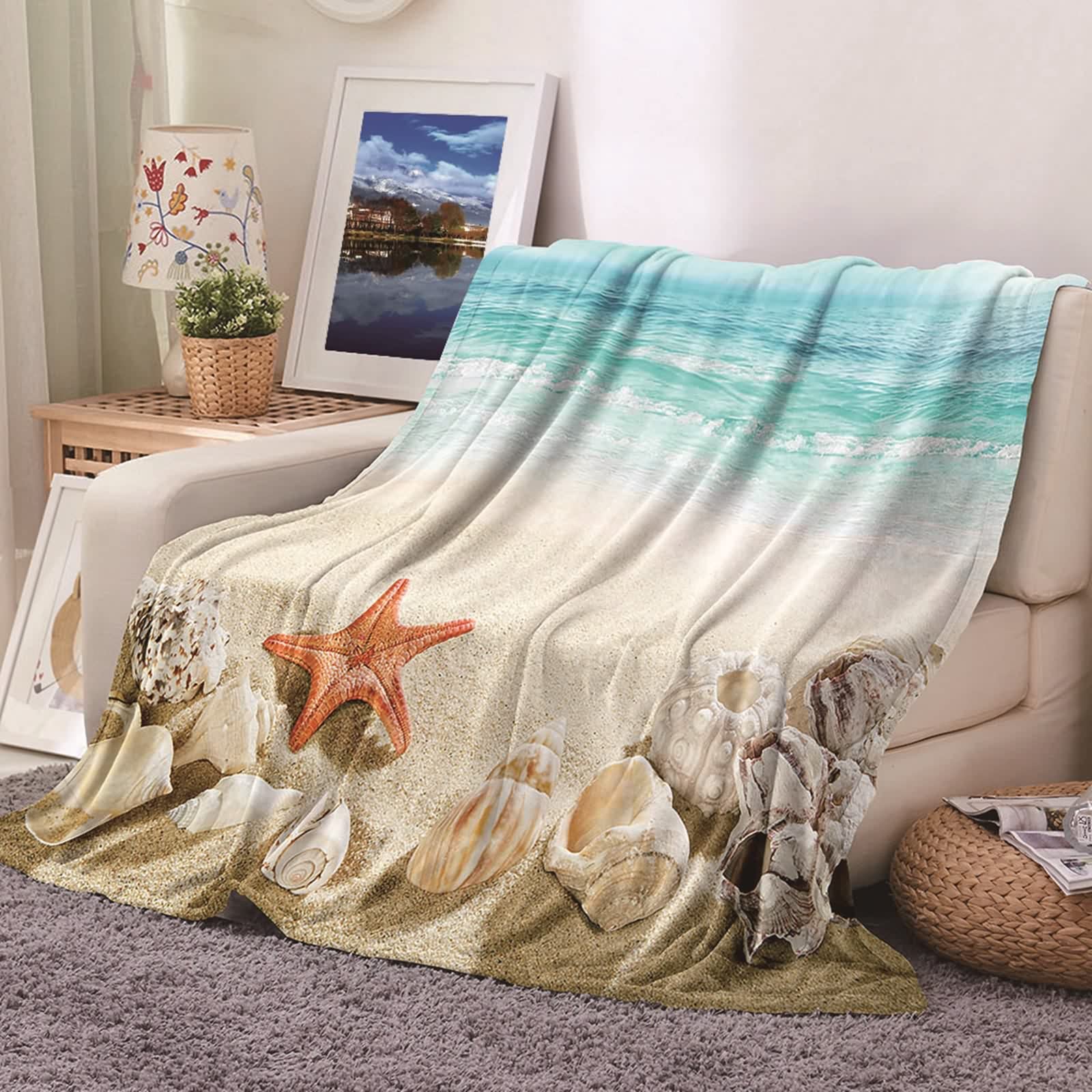 Couverture de lit bleu doré pour vos soirées cocooning canapé