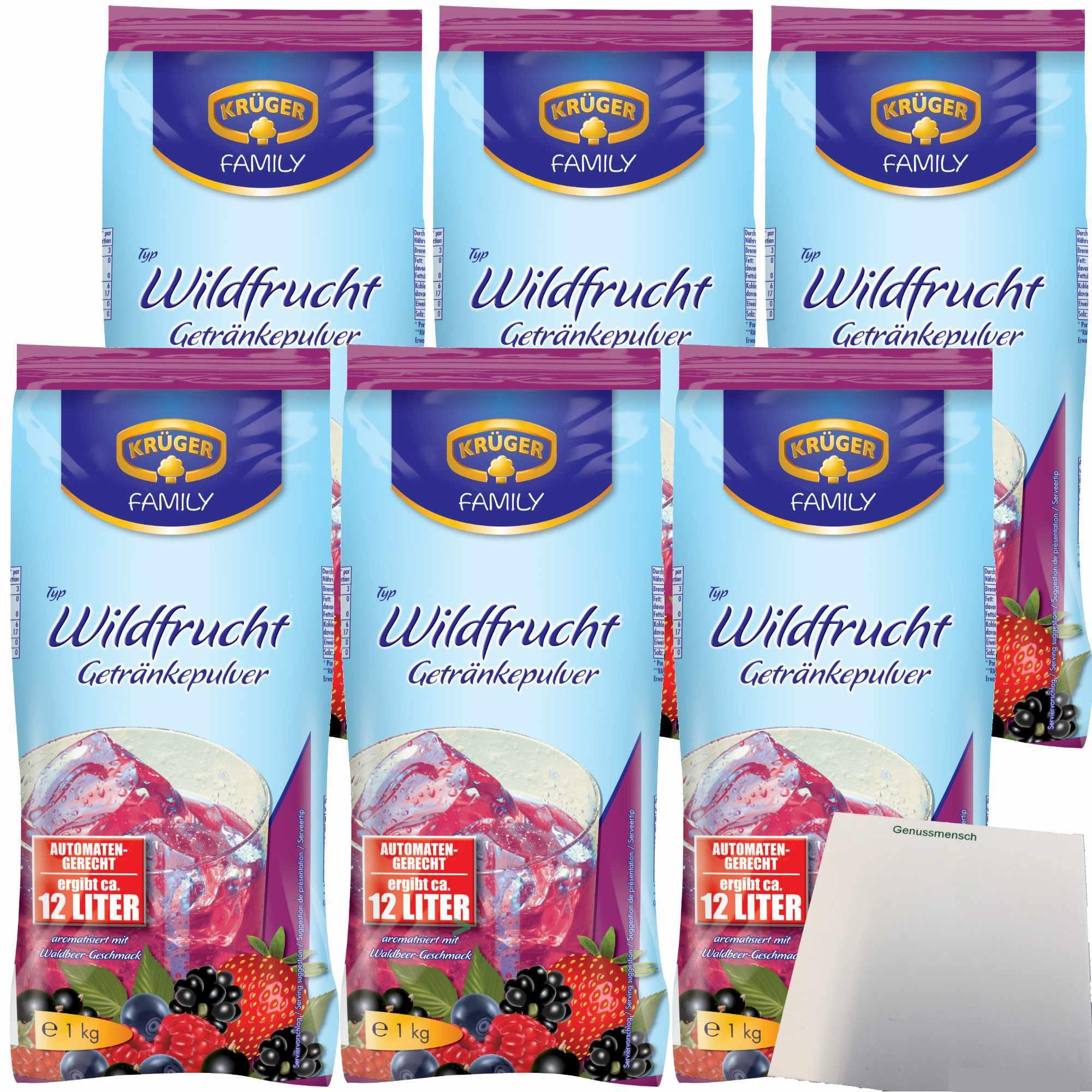 Krüger Getränkepulver Wildfrucht automatengerecht 6er Pack (6x1kg Beutel) + usy Block