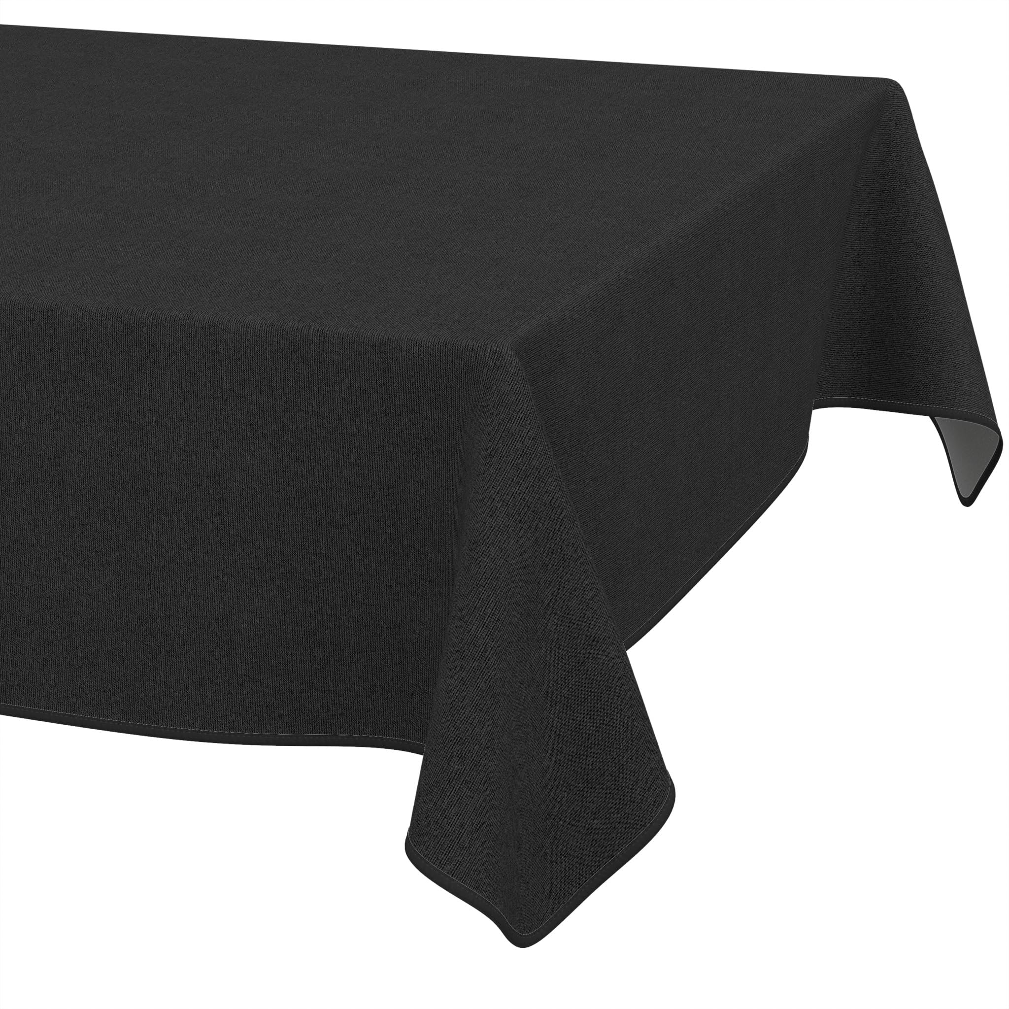 ANRO Washable Tablecloth Anthracite Linen Look Rectangular 160 x 140 cm - Garden Tablecloth Indoor Outdoor Water-Repellent Dirt-Repellent Easy Care with Hem