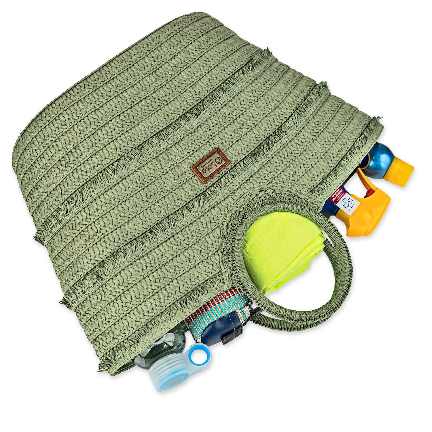 Lois - Bolso Capazo Rafia Mujer Para Playa Ideal Verano. Capazos Mimbre Mujer Estilo Rústico Elegante y Ligero