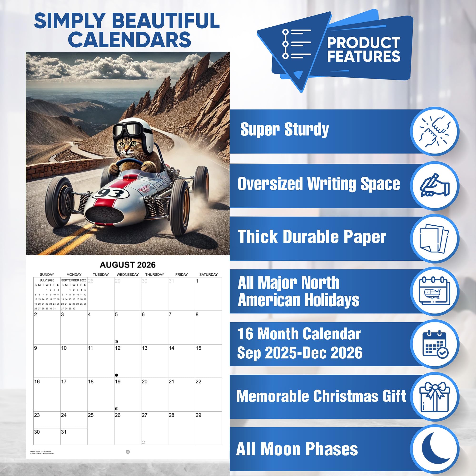 2026 Extreme Sports Cats Monthly Wall Calendar - Funny Gag Gift - Image 5