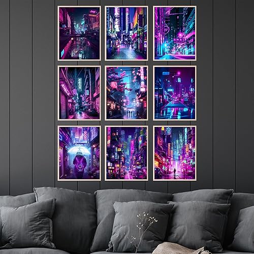Miniatura 4 de BigWig Prints Arte mural de neón  Póster Cyberpunk, pósteres japoneses, decoración de neón Cyberpunk, decoración Vaporwave, Synthwave Lofi Tokyo Art