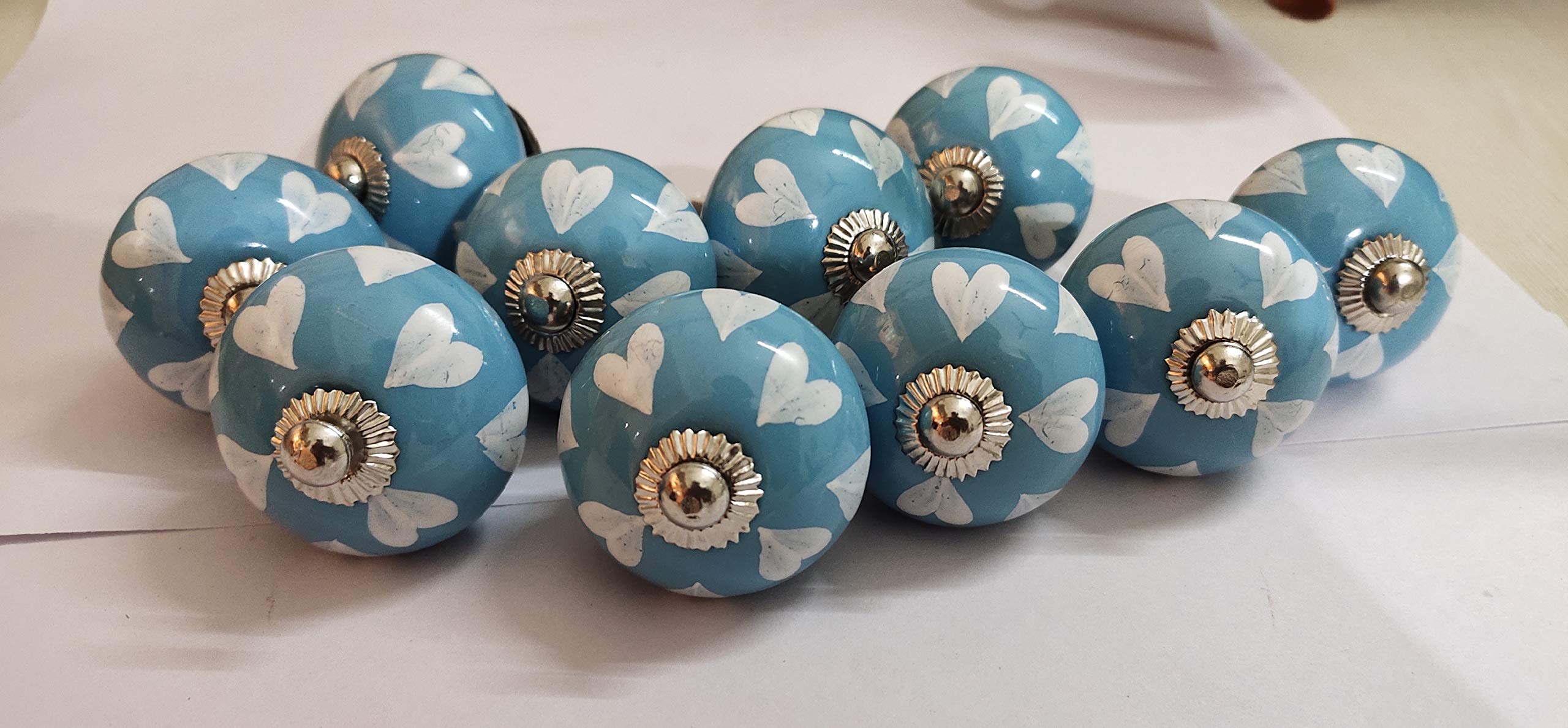 Ceramic Door Knobs with Antique Finishing Unique Design Cupboard Drawer Pull Handles Set of 10 Pieces (Design01)