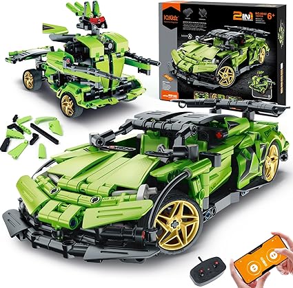 STEM Building Blocks Kit for Kids - 2 in 1 Remote Control Race Car and Robot Toy, Great Gift for Boys, Teens Age 6 7 8-12+ Year Old Who Love Engineering and RC Sports Car Toys