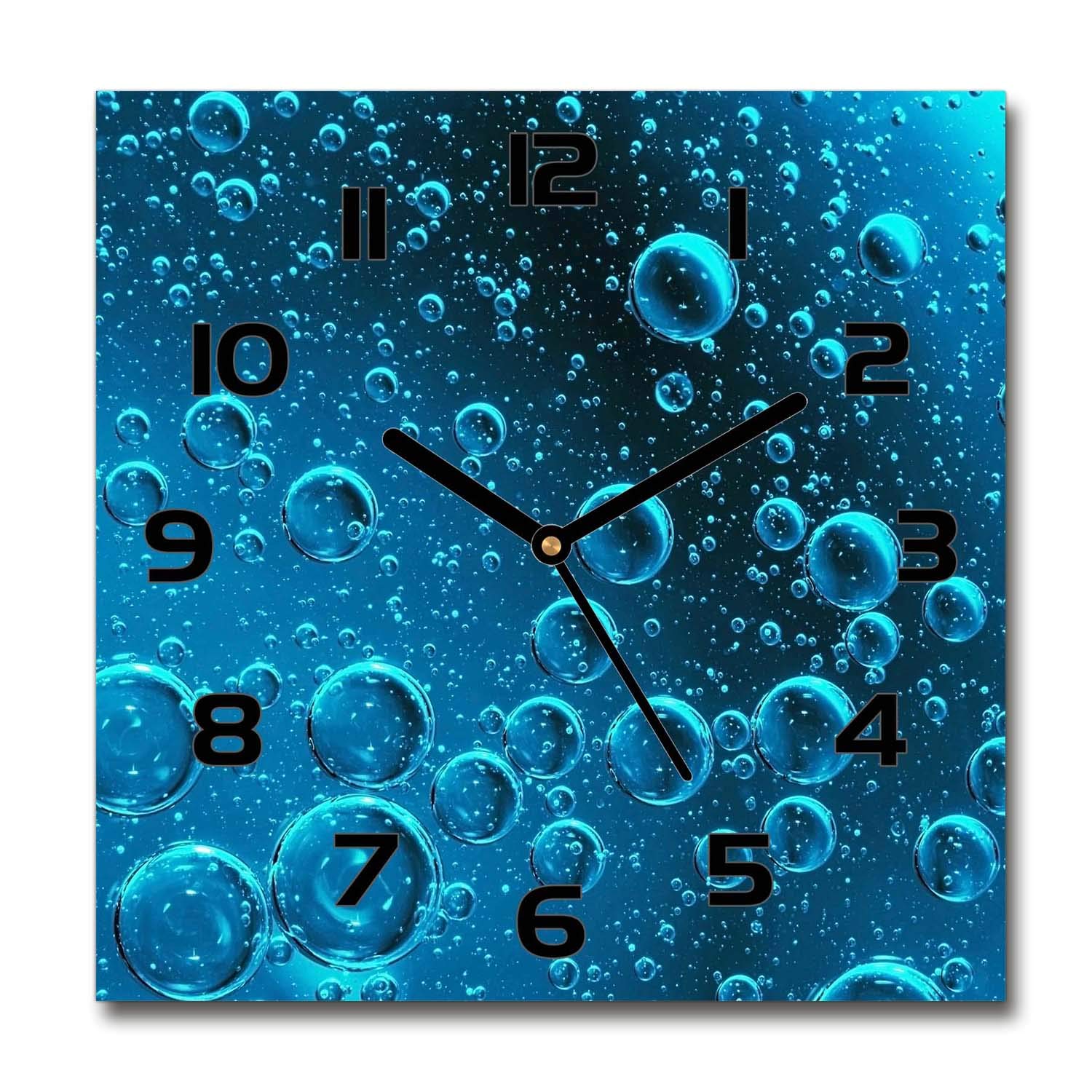 Horloge en verre silencieuse 60x60cm Tulup avec impression bulles sous l'eau