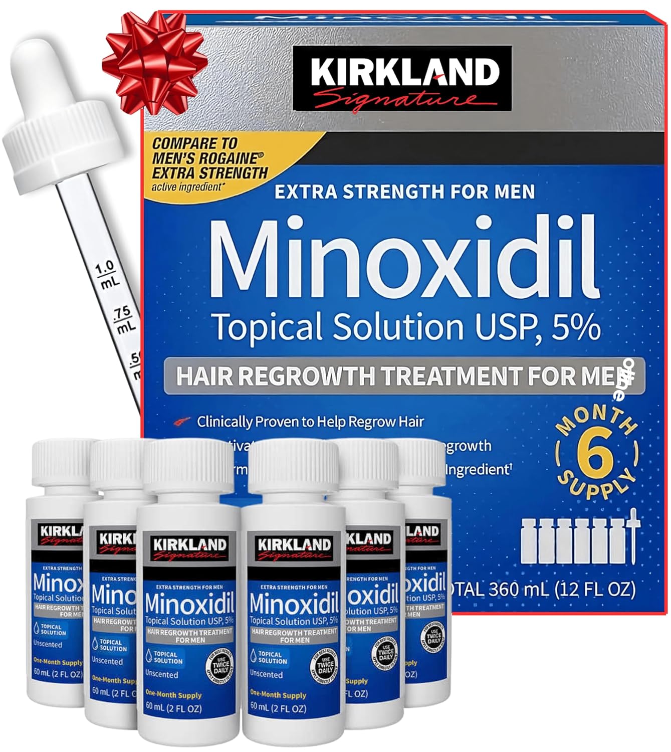 Minoxidil for Men Bundle Liquid Extra Strength Hair Regrowth Treatment 5 6 Months Supply - Upgraded Dropper Applicator